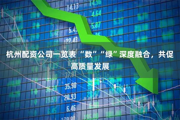 杭州配资公司一览表 “数”“绿”深度融合，共促高质量发展
